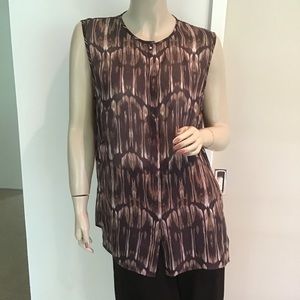 J Brand Animal Print Sheer Silk Top Blouse L